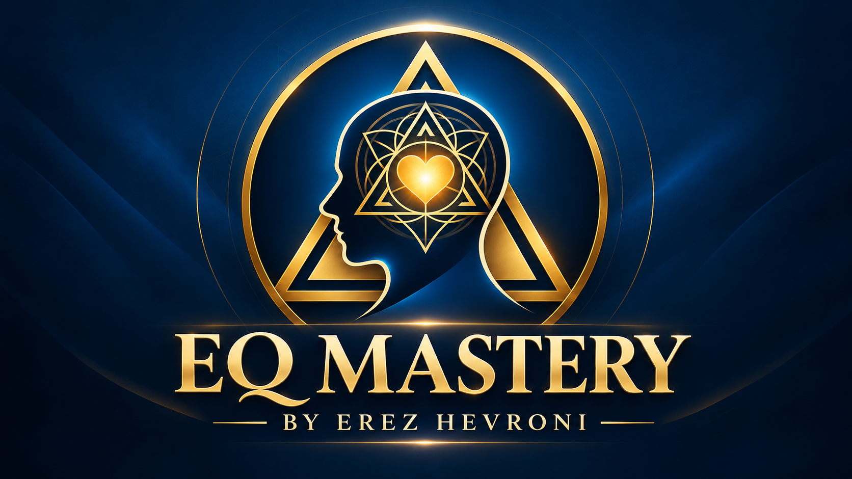 EQ Mastery by Erez Hevroni — gold heart and mind emblem on midnight blue